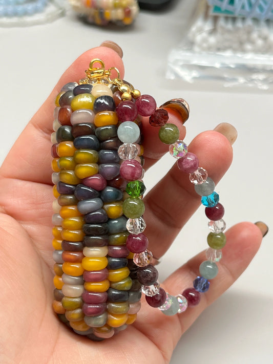 Multicolored Gemstone Corn Ornament for Mindfulness and Meditation - Touch Bling