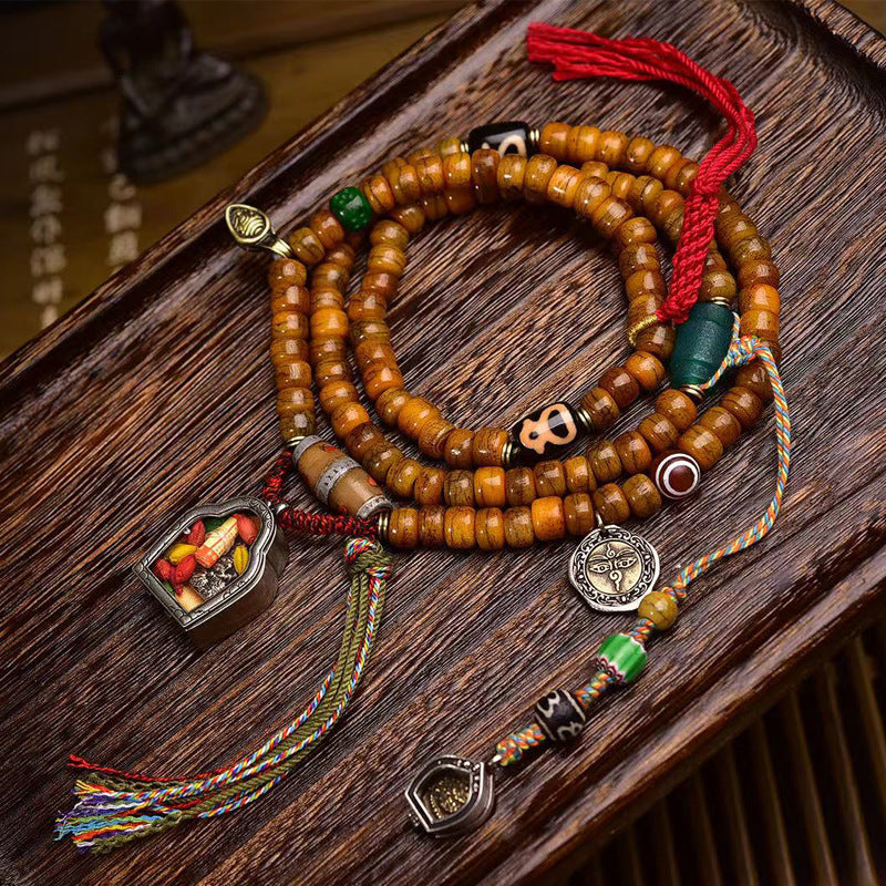 Tibetan Camel Bone 108 Mala Beads – Handcrafted Prayer Necklace - Touch Bling