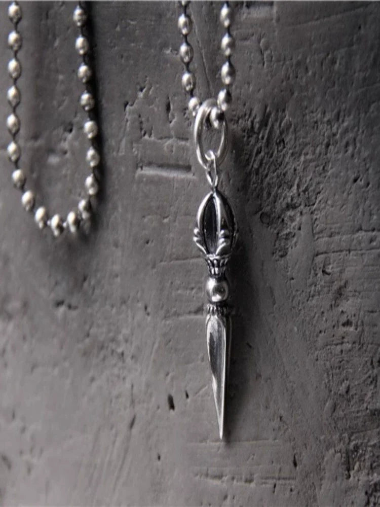 Vajra Pestle S925 Sterling Silver Retro Necklace Pendant - Touch Bling