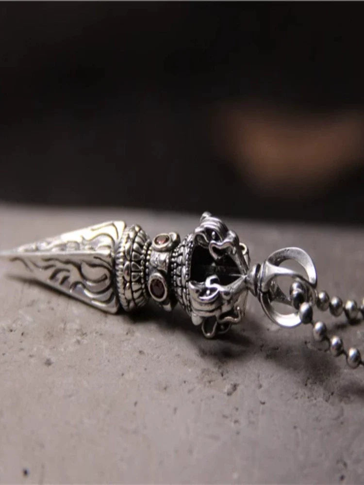 S925 Sterling Silver Body Protector Vajra Pestle Pendant - Touch Bling