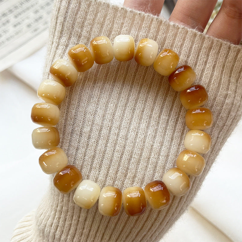 Natural Bodhi Bracelet with Burger-Shaped Beads (Multiple Colors Available) - Touch Bling