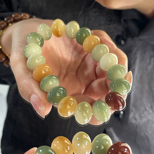 Natural Color Jade-Bodied Bodhi Prayer Bead Bracelet, 14mm - Touch Bling