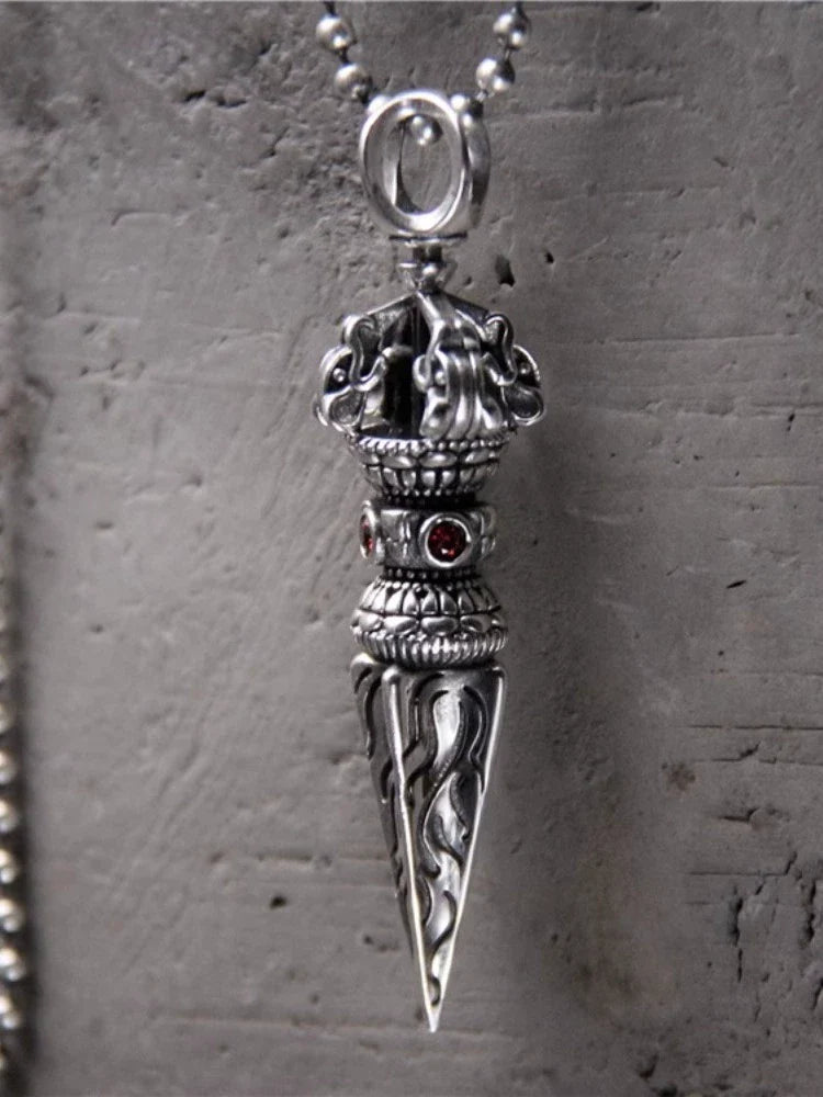 S925 Sterling Silver Body Protector Vajra Pestle Pendant - Touch Bling