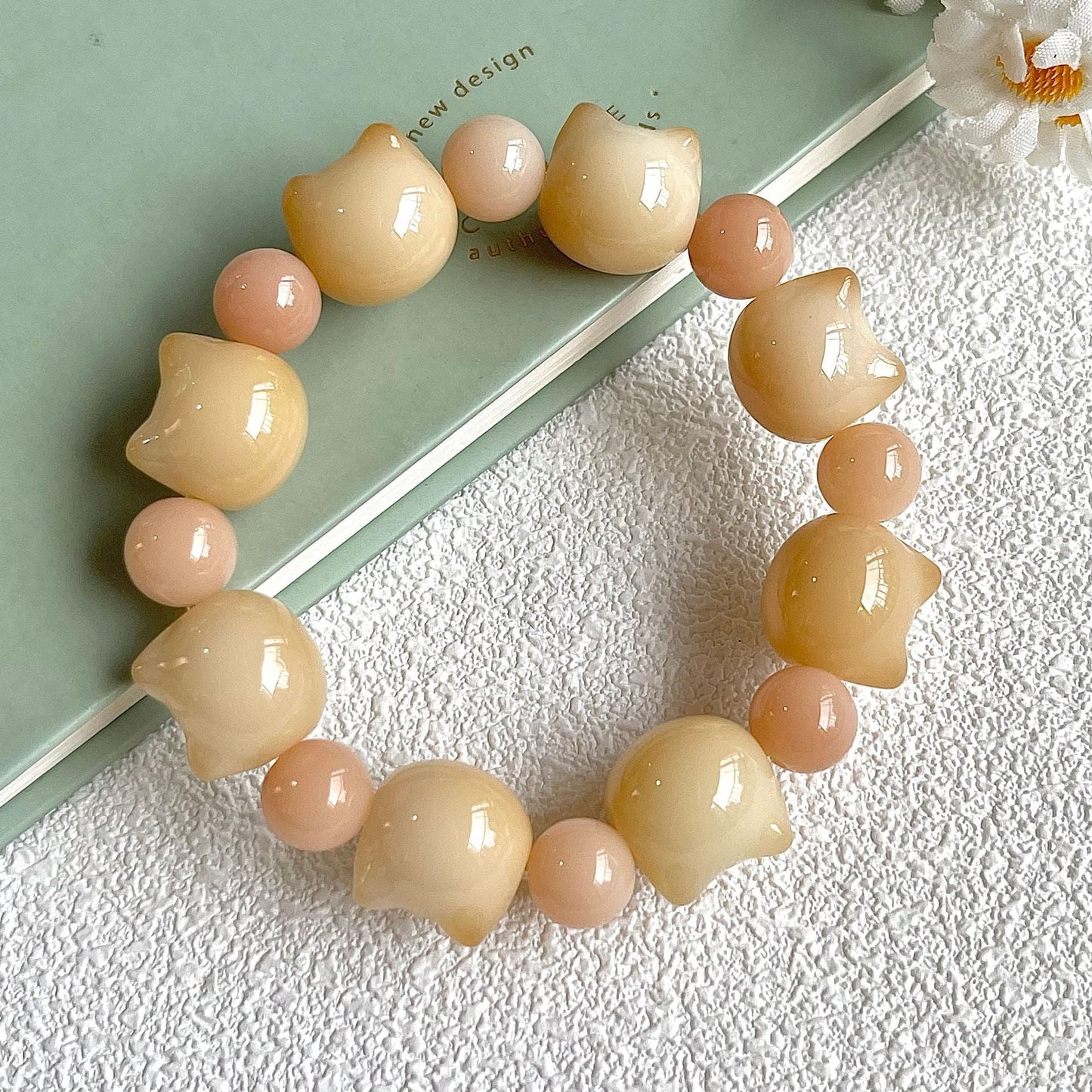 16mm Adorable Cat Head Bodhi Bracelet (Available in Multiple Colors) - Touch Bling