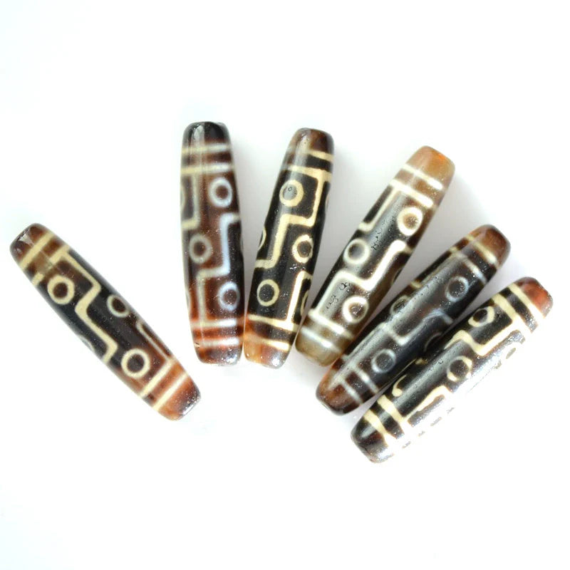 Tibetan Dzi Bead Pendant Agate, Length 58mm and Width 13mm, Totem Random - Touch Bling