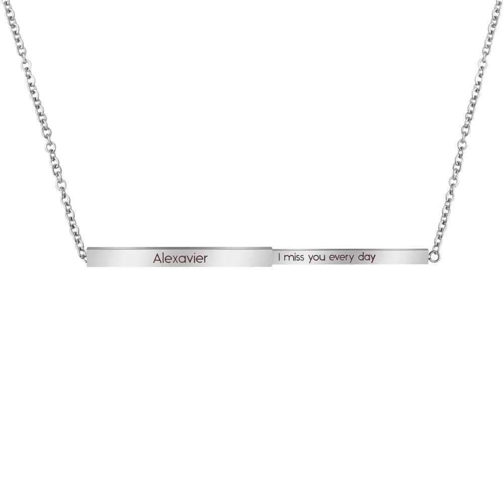 Personalized Double Layered Bar Engraved Message Necklace