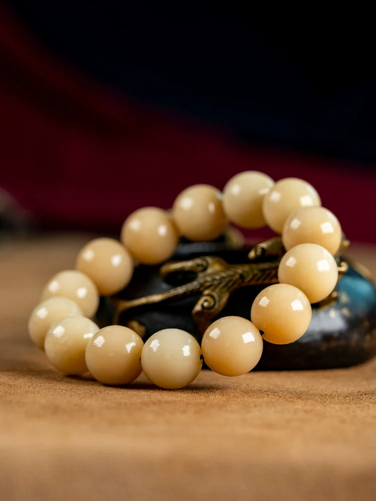 Pulsera de cuentas de Buda de hueso de camello antiguo natural de 15-16 mm