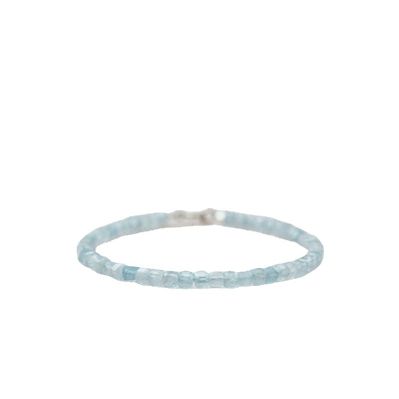 Aquamarine Bracelet Natural Crystal Sugar Cube Beads for Women - Touch Bling