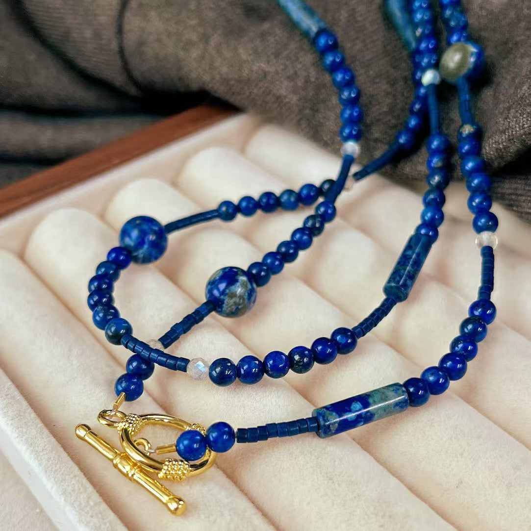 High Quality Natural Lapis Lazuli Long Necklace Handmade Beaded Necklace - Touch Bling