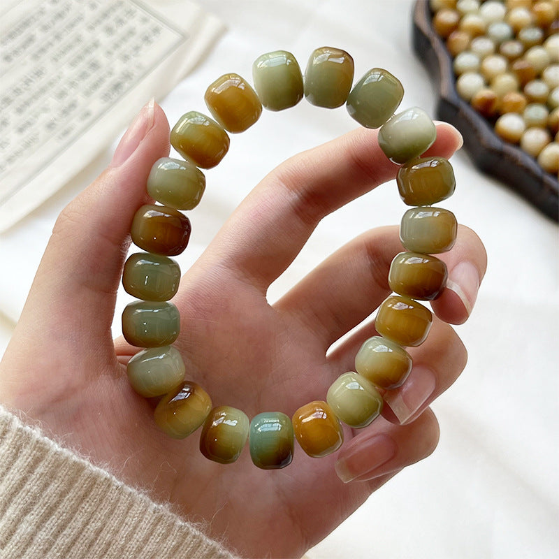 Natural Bodhi Bracelet with Burger-Shaped Beads (Multiple Colors Available) - Touch Bling