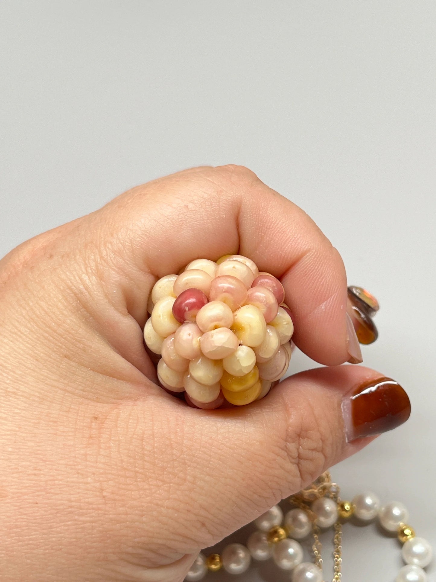Pink and Yellow Crackle Jade Corn Ornament - Touch Bling