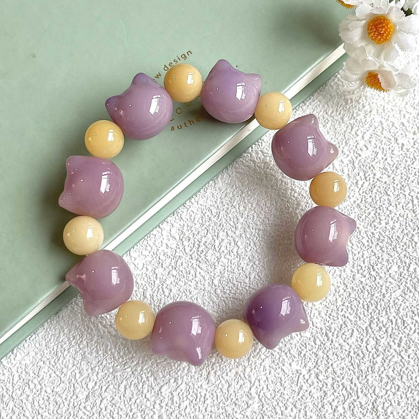 16mm Adorable Cat Head Bodhi Bracelet (Available in Multiple Colors) - Touch Bling