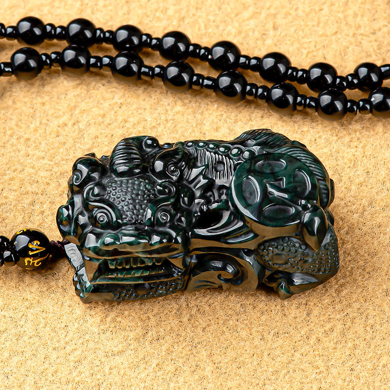 Black Green Jade Pixiu Pendant – Symbol of Wealth and Protection - Touch Bling