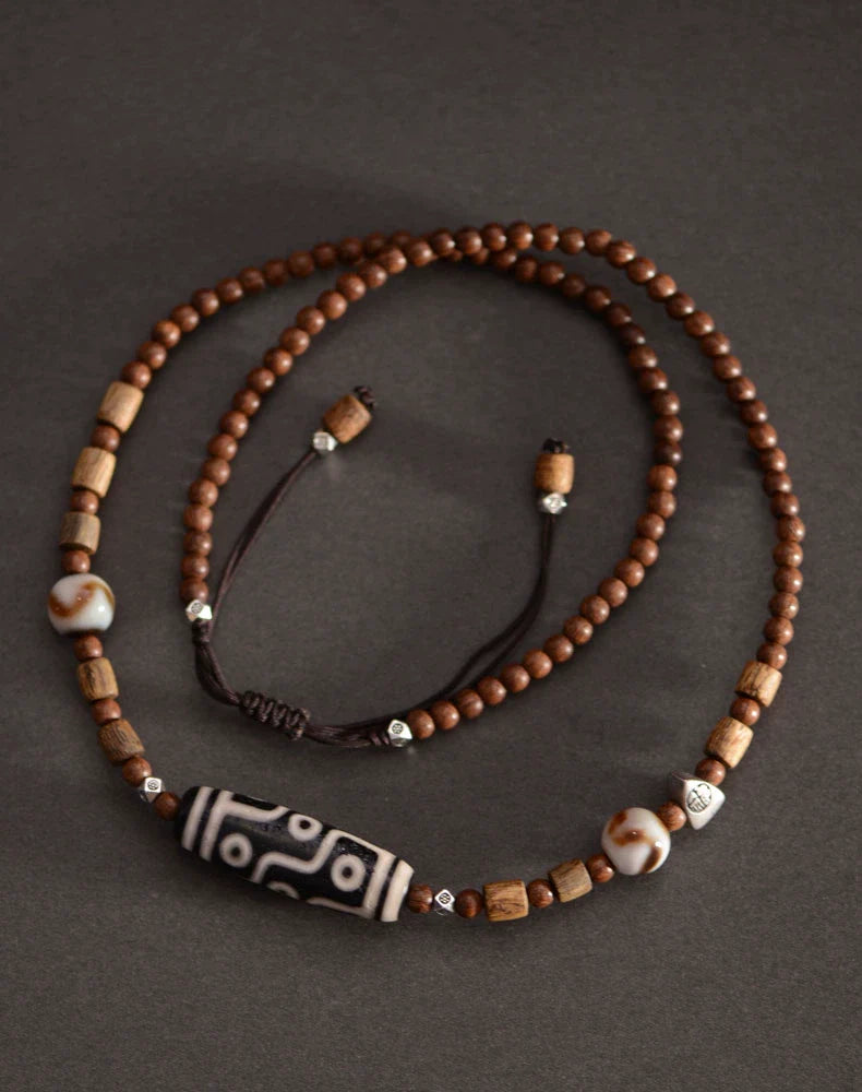 Charm Tibetan Dzi Beads Handcrafted Sandalwood Western-Style Pendant