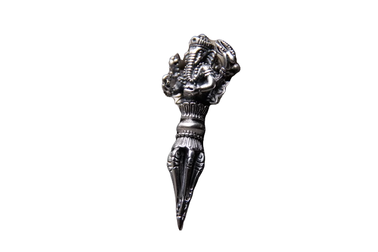 S925 Sterling Silver Personalized Necklace Pendant Elephant Trunk God of Wealth Vajra Pestle Pendant - Touch Bling