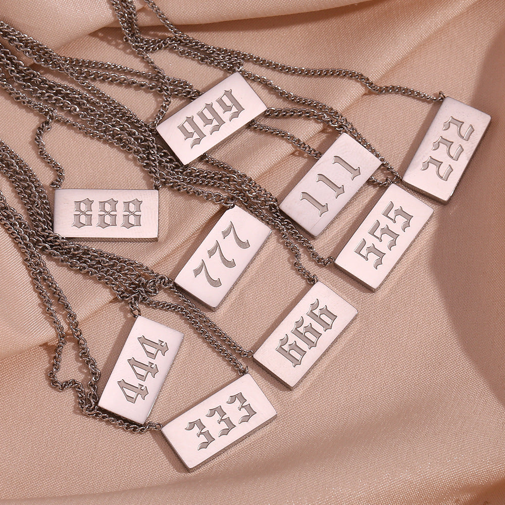 Stainless Steel Angel Number Necklace 111-999 Dainty Necklace for Women - Touch Bling