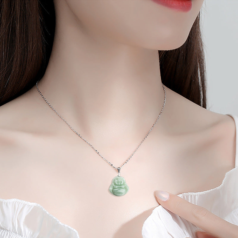 925 Silver Jadeite Little Buddha Pendant – A Grade Myanmar Jade, Lucky Charm - Touch Bling