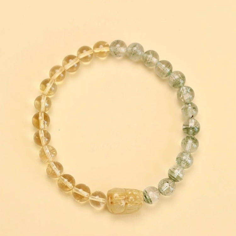 Natural Green Phantom Quartz and Citrine Pixiu Bracelet - Touch Bling