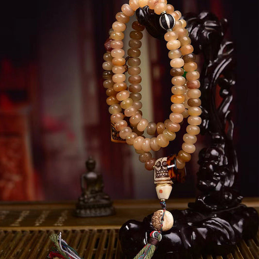 Tibetan Sheep Horn 108 Mala Beads – Traditional Tibetan Buddhist Prayer Necklace - Touch Bling