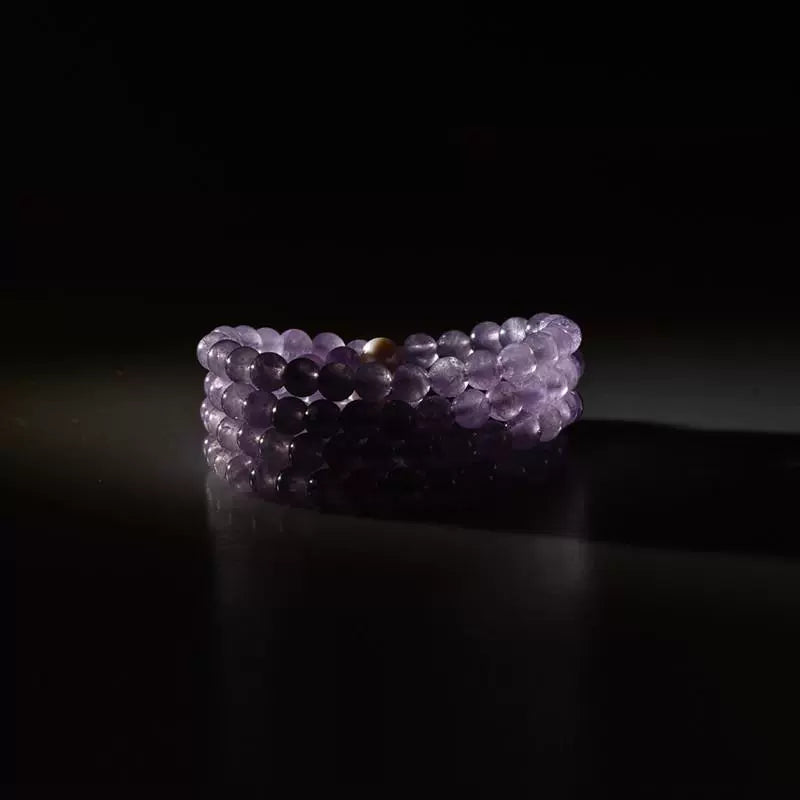 7mm Lavender Amethyst 108 Bead Mala with Freshwater Pearls