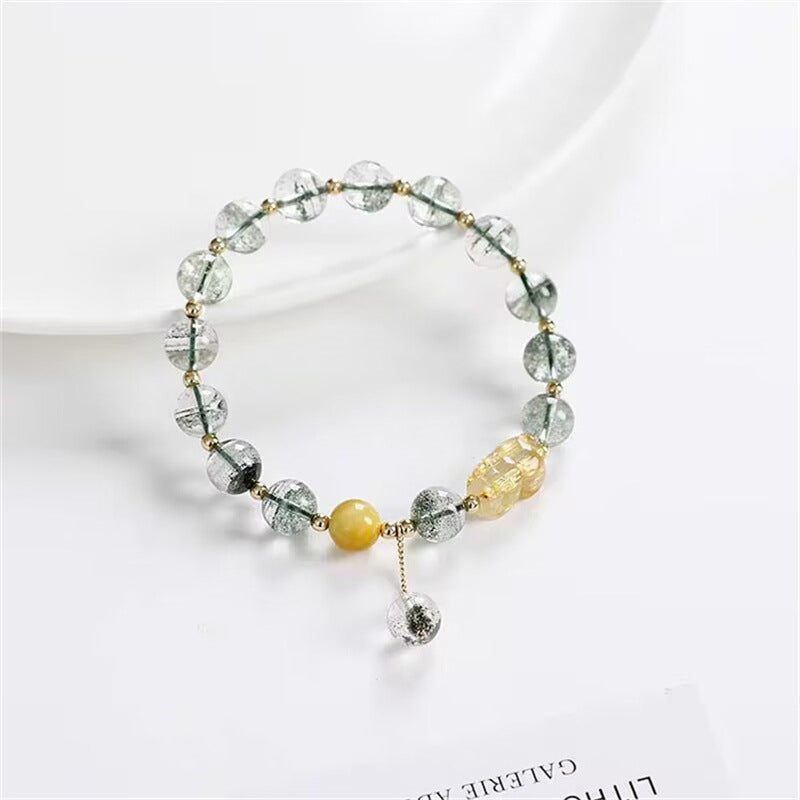 Natural Green Ghost Crystal Pixiu Bracelet - Touch Bling