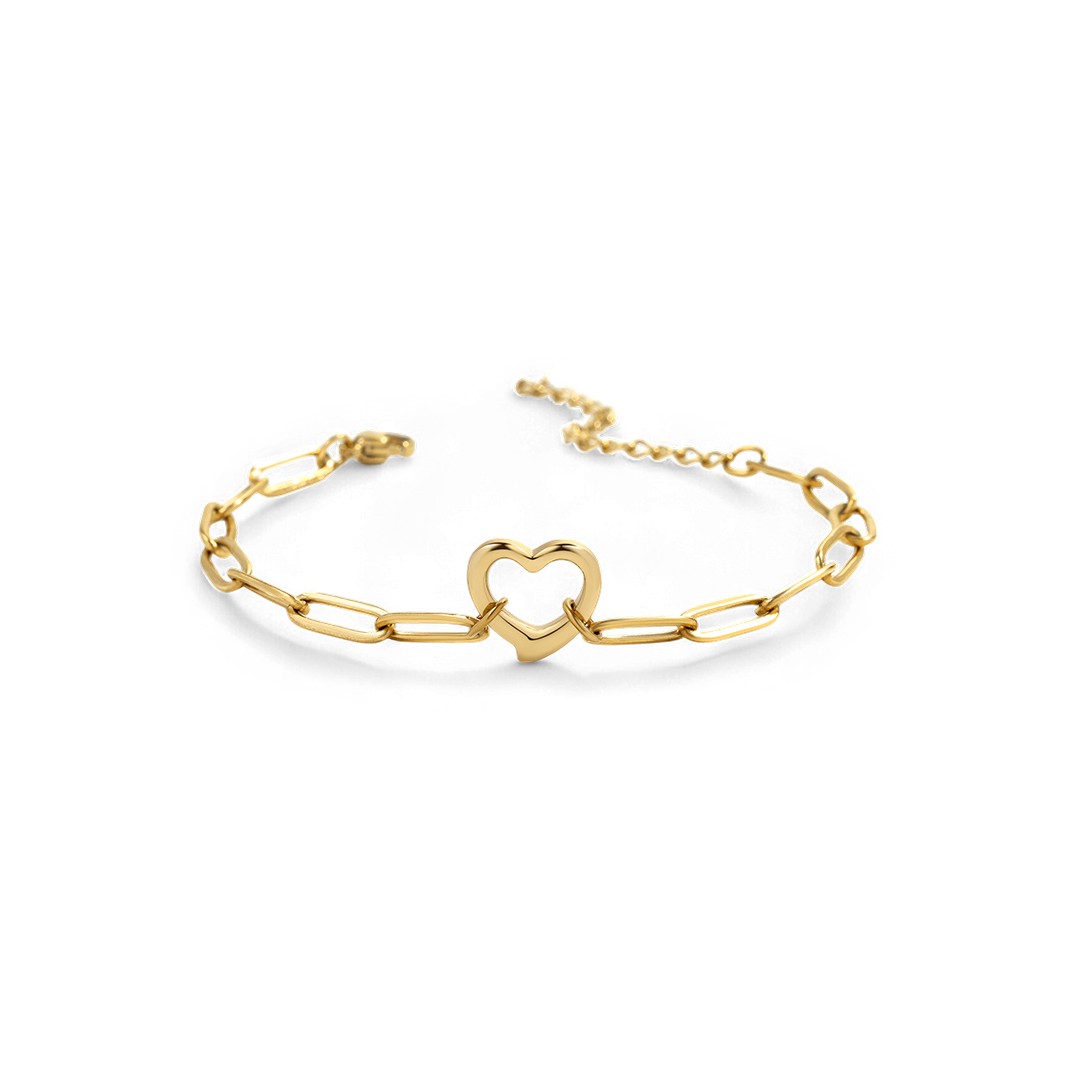 Open Heart Paperclip Chain Bracelet