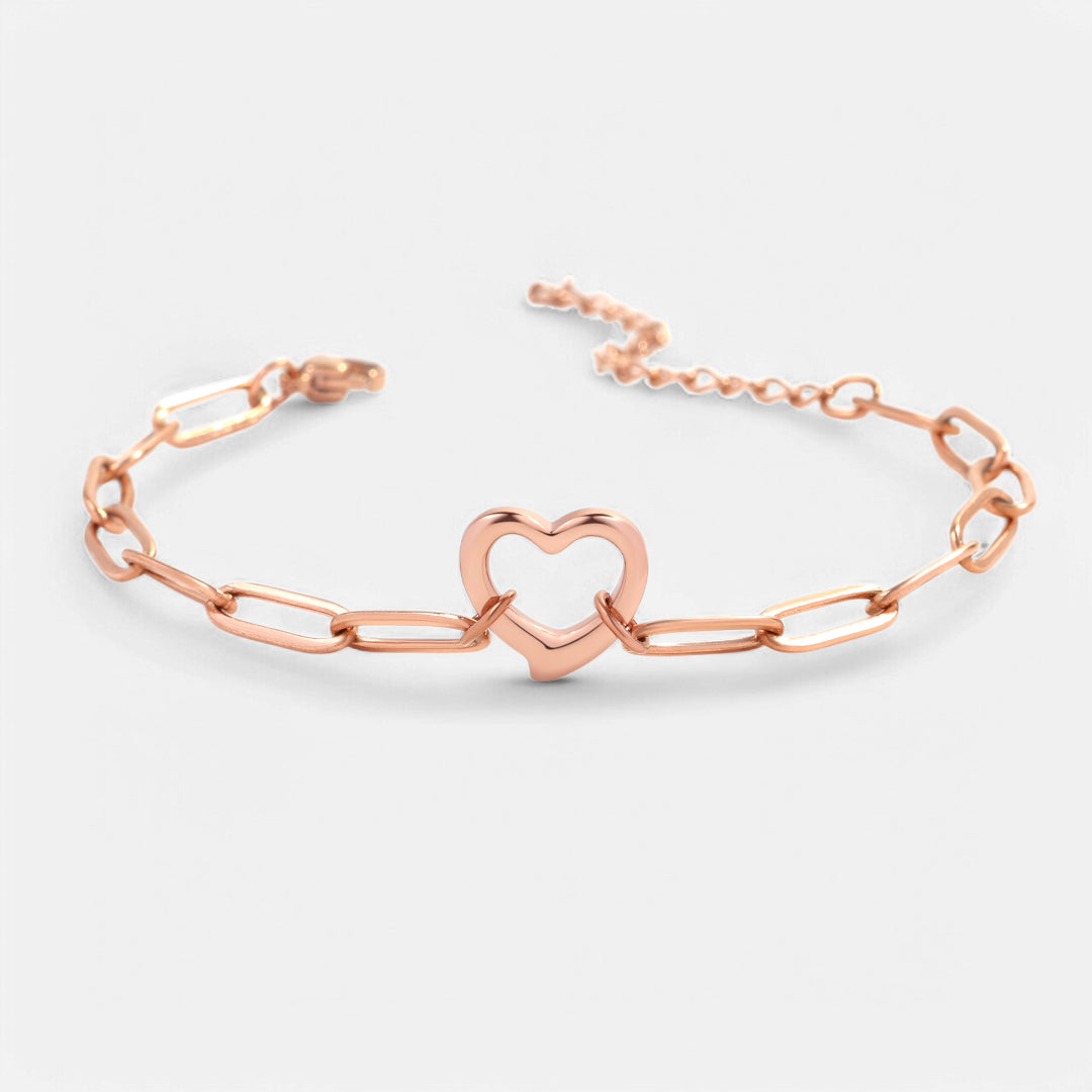 Open Heart Paperclip Chain Bracelet