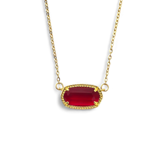 Oval Birthstone Pendant Necklace