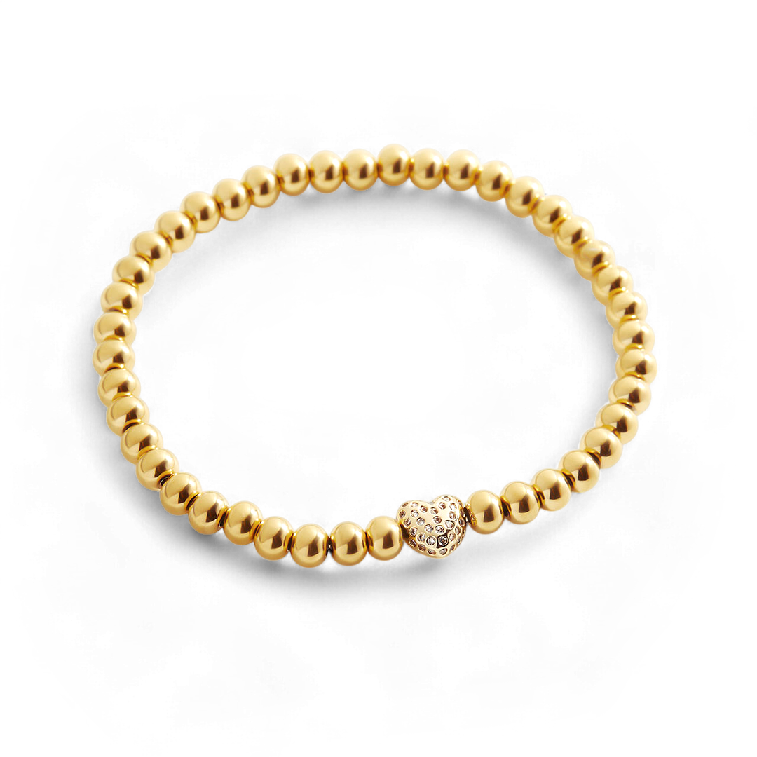 Pave Heart Beaded Bracelet