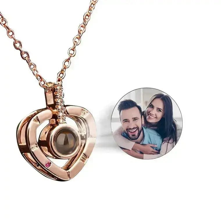 Regalo personalizado de San Valentín: collar, pulsera y llavero con foto proyectada.