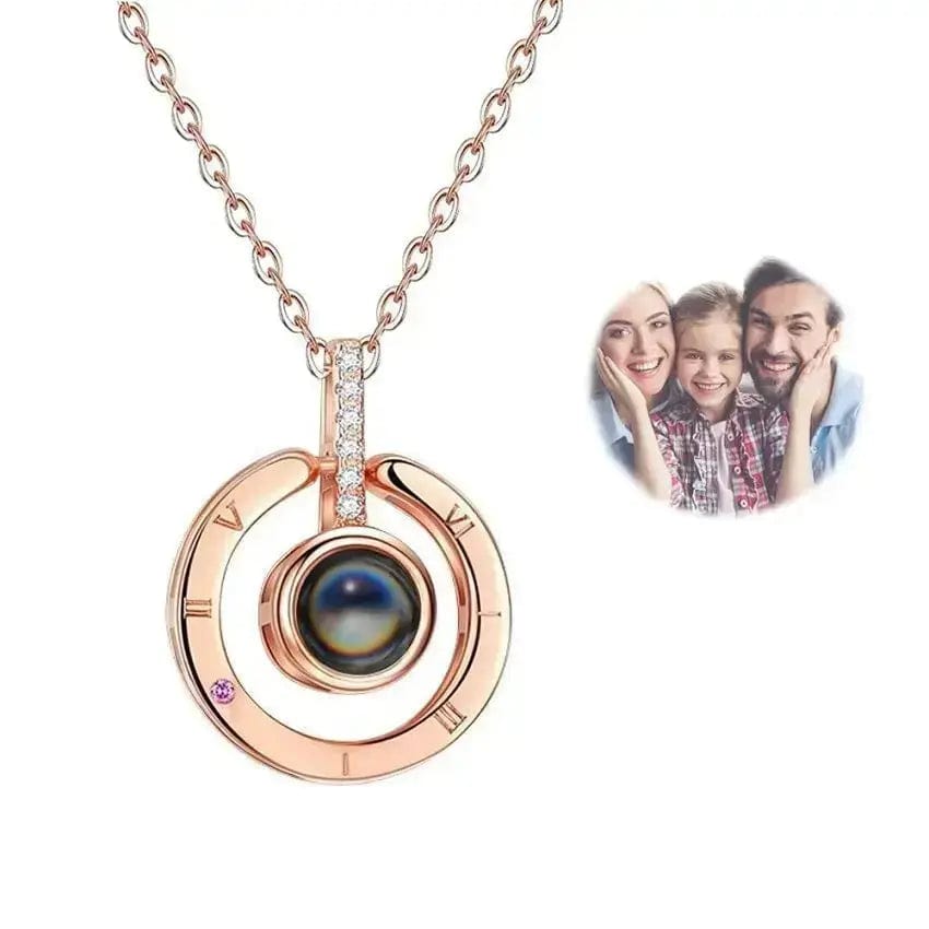 Regalo personalizado de San Valentín: collar, pulsera y llavero con foto proyectada.