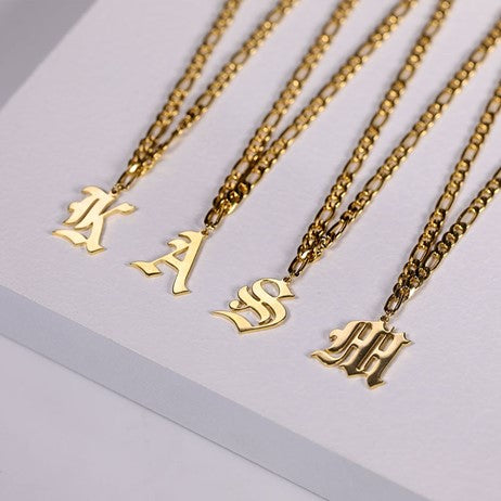 Camille Vintage English Letter Necklace