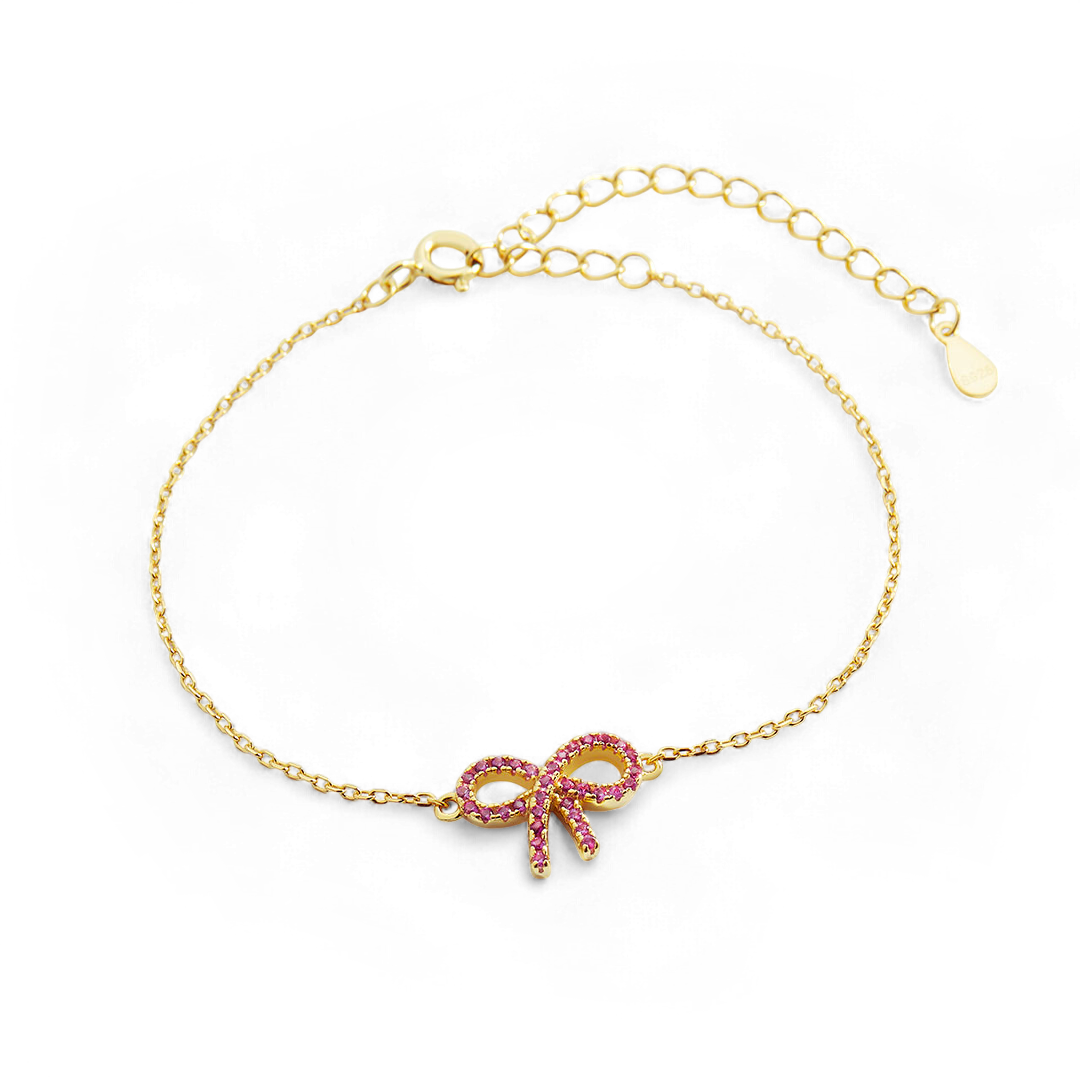 Pink Pave Bow Bracelet