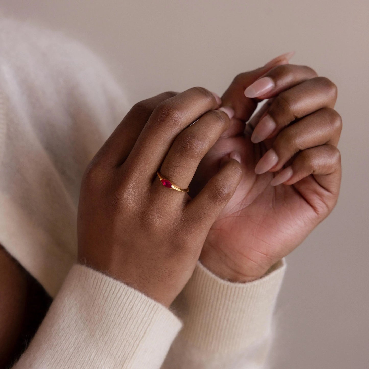 Marquise Birthstone Signet Ring