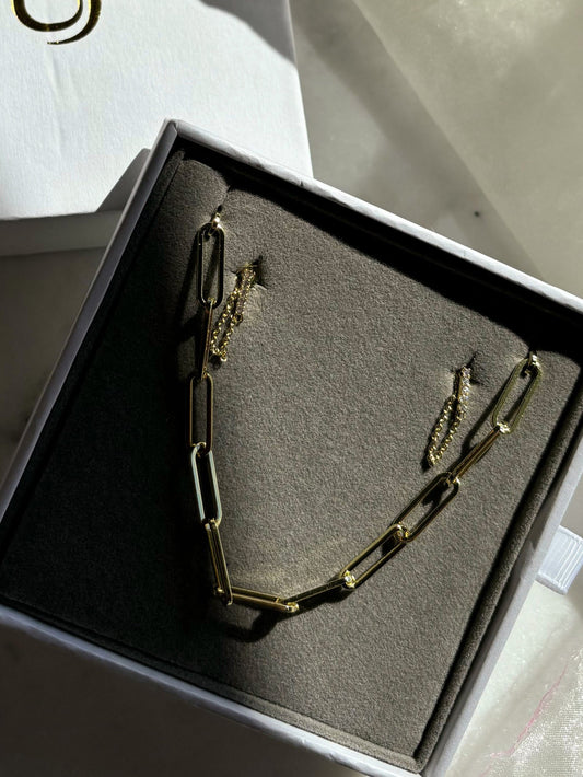 Conjunto de joyas de oro con cadenas para todo el día