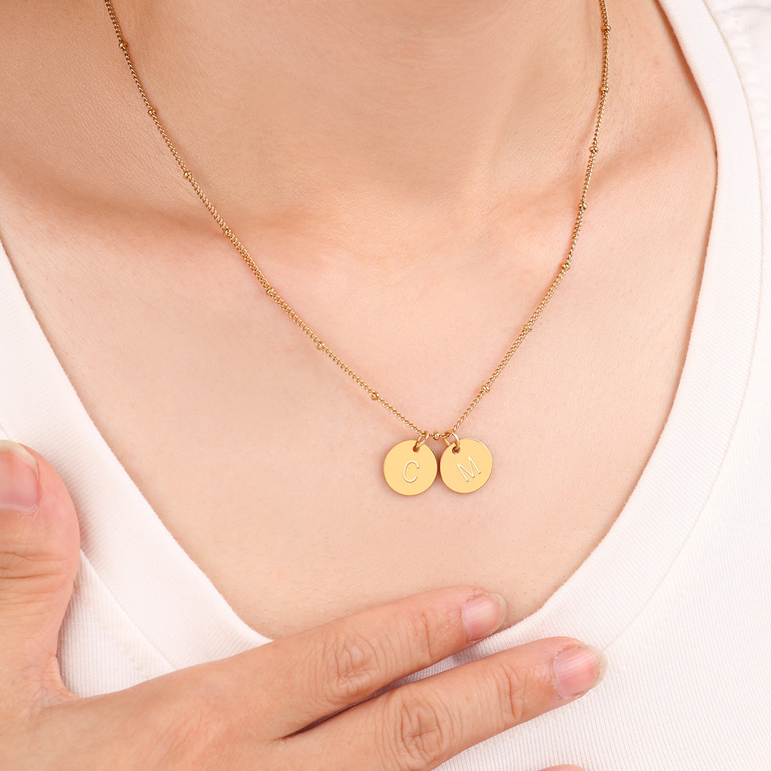 Dainty Initial Disc Necklace