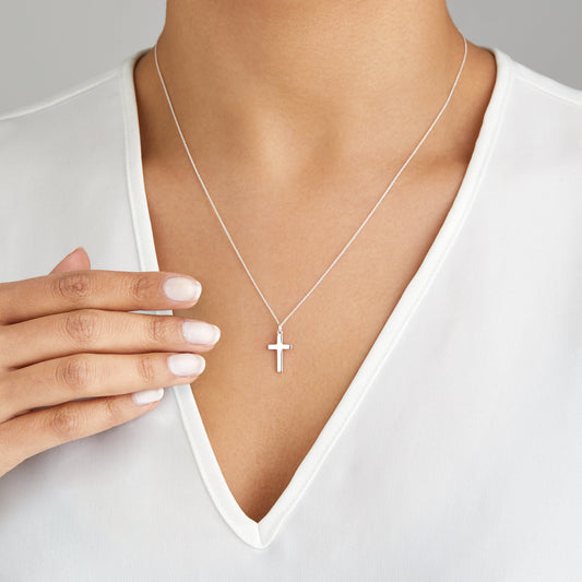 Solid White Gold Cross Necklace