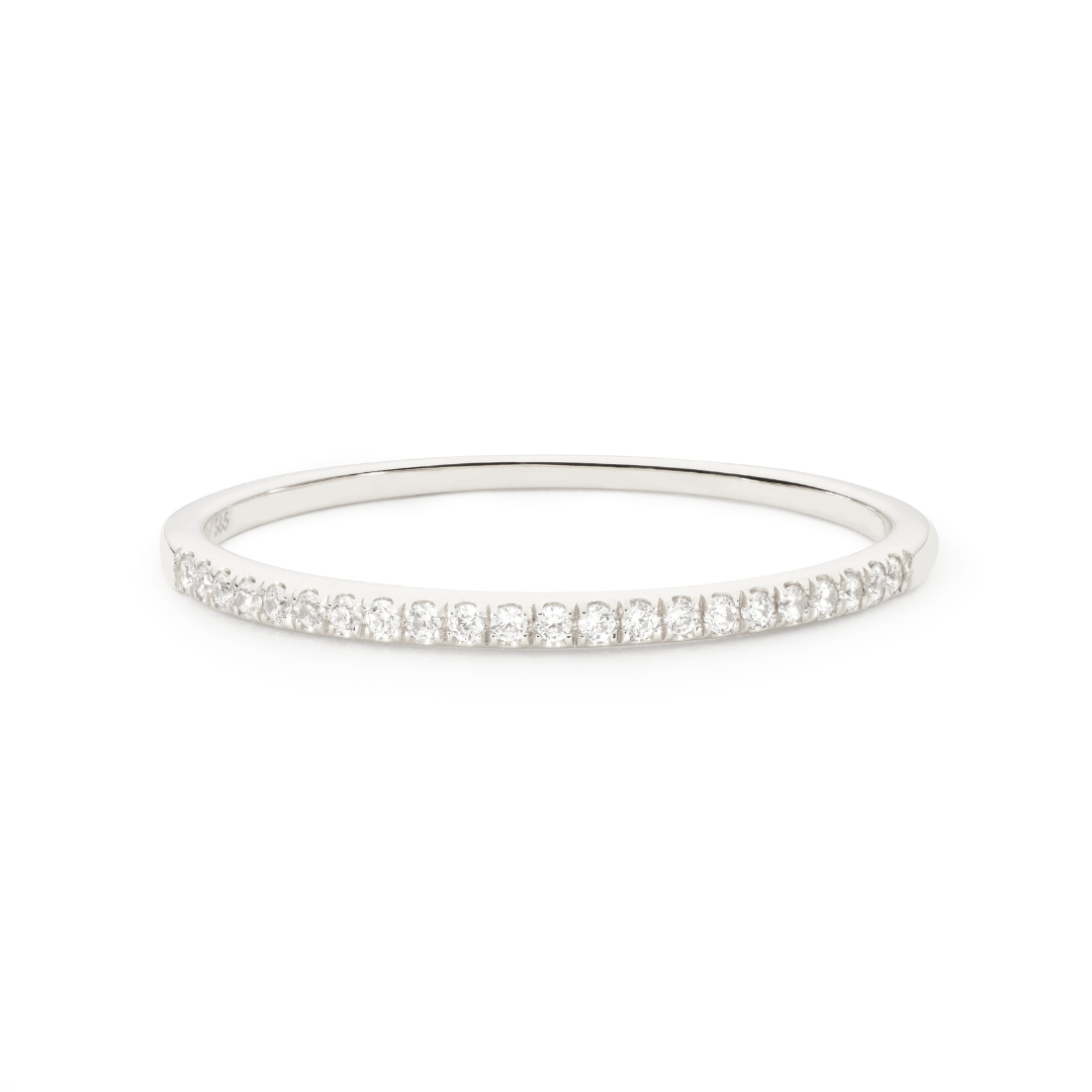 Silver Diamond Style Half Eternity Ring