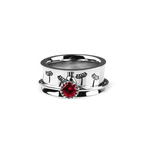 Silver Dandelion Birthstone Spinning Fidget Ring