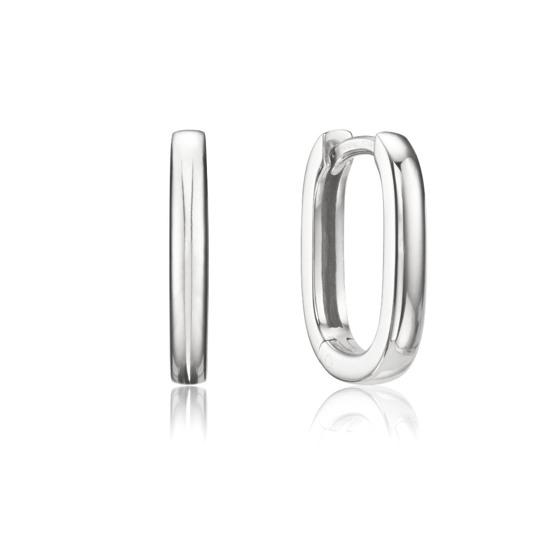 Pendientes de aro rectangulares finos y lisos de plata