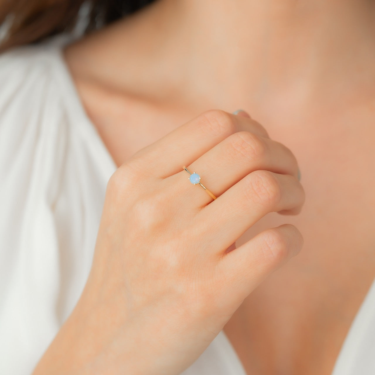 Opal Solitaire Ring