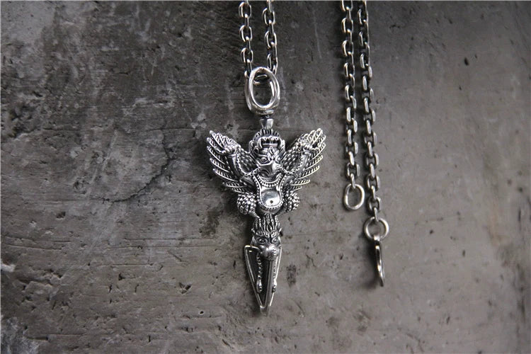 S925 Sterling Silver Retro Carved Vajra Pestle Men's Pendant - Touch Bling