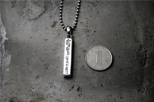 S925 Sterling Silver Sanskrit Six Character Mantra Pendant - Touch Bling