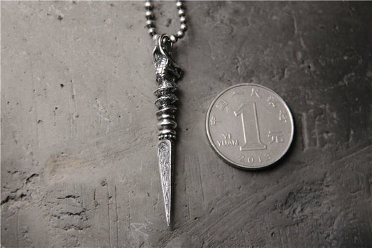 Vajra Pestle Dragon Necklace Pendant Female S925 Sterling Silver Retro Pendant Tibetan Buddha Dharma Artifact Guardian Silver Pendant - Touch Bling
