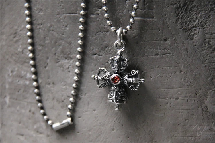 S925 Sterling Silver Thai Silver Vajra Pestle Pendant for Men and Women - Touch Bling