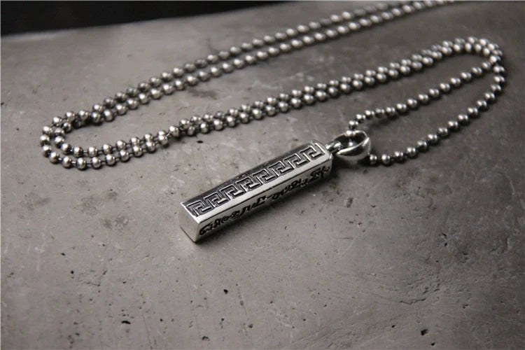 S925 Sterling Silver Sanskrit Six Character Mantra Pendant - Touch Bling