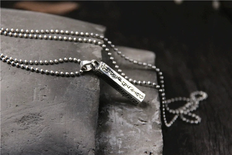 S925 Sterling Silver Sanskrit Six Character Mantra Pendant - Touch Bling