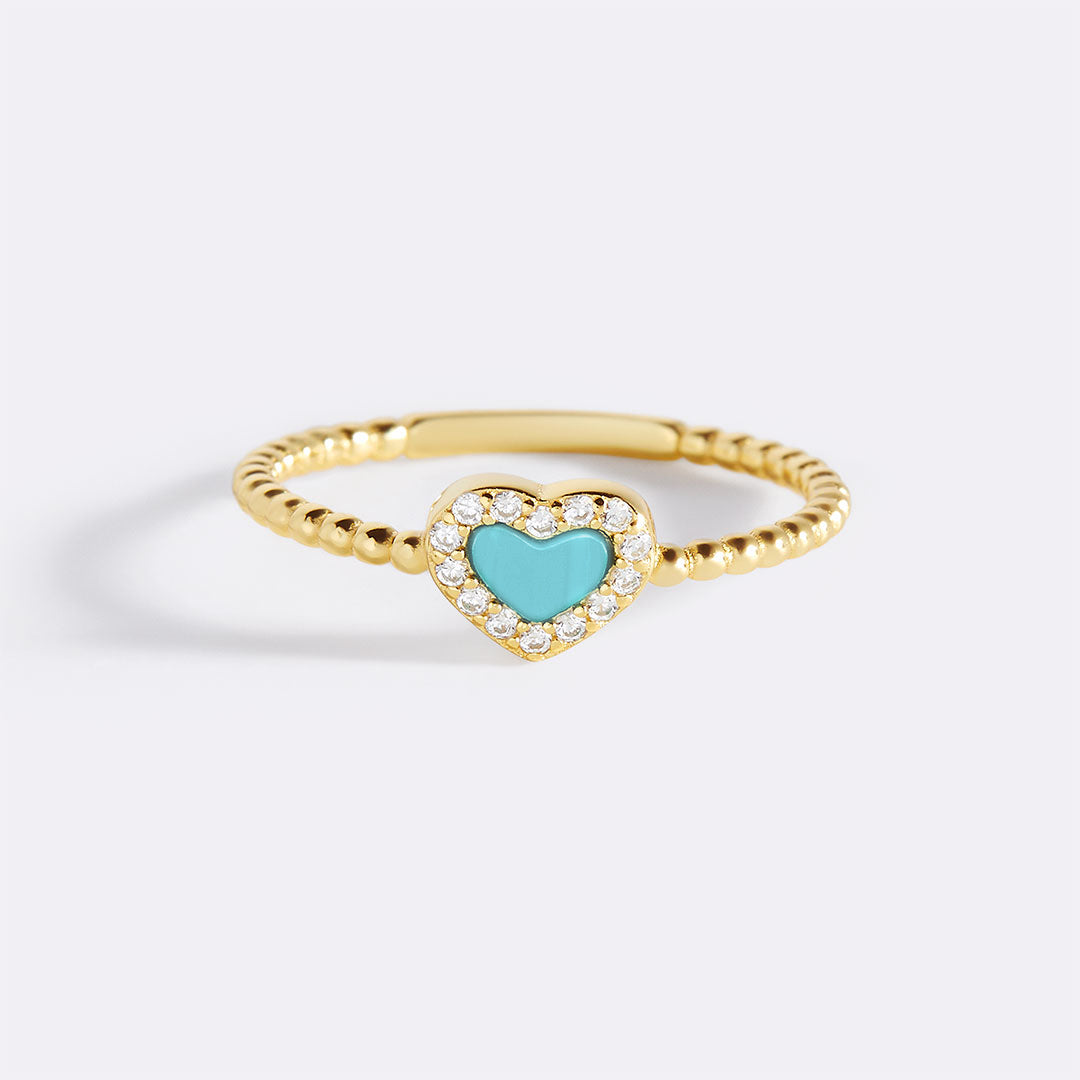 Tiny Gemstone Heart Ring