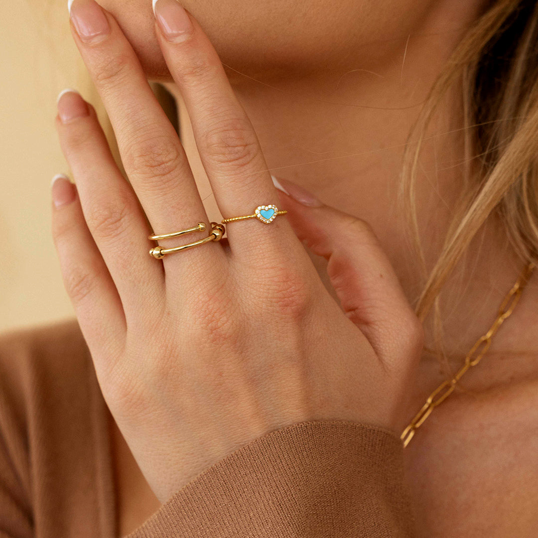 Tiny Gemstone Heart Ring