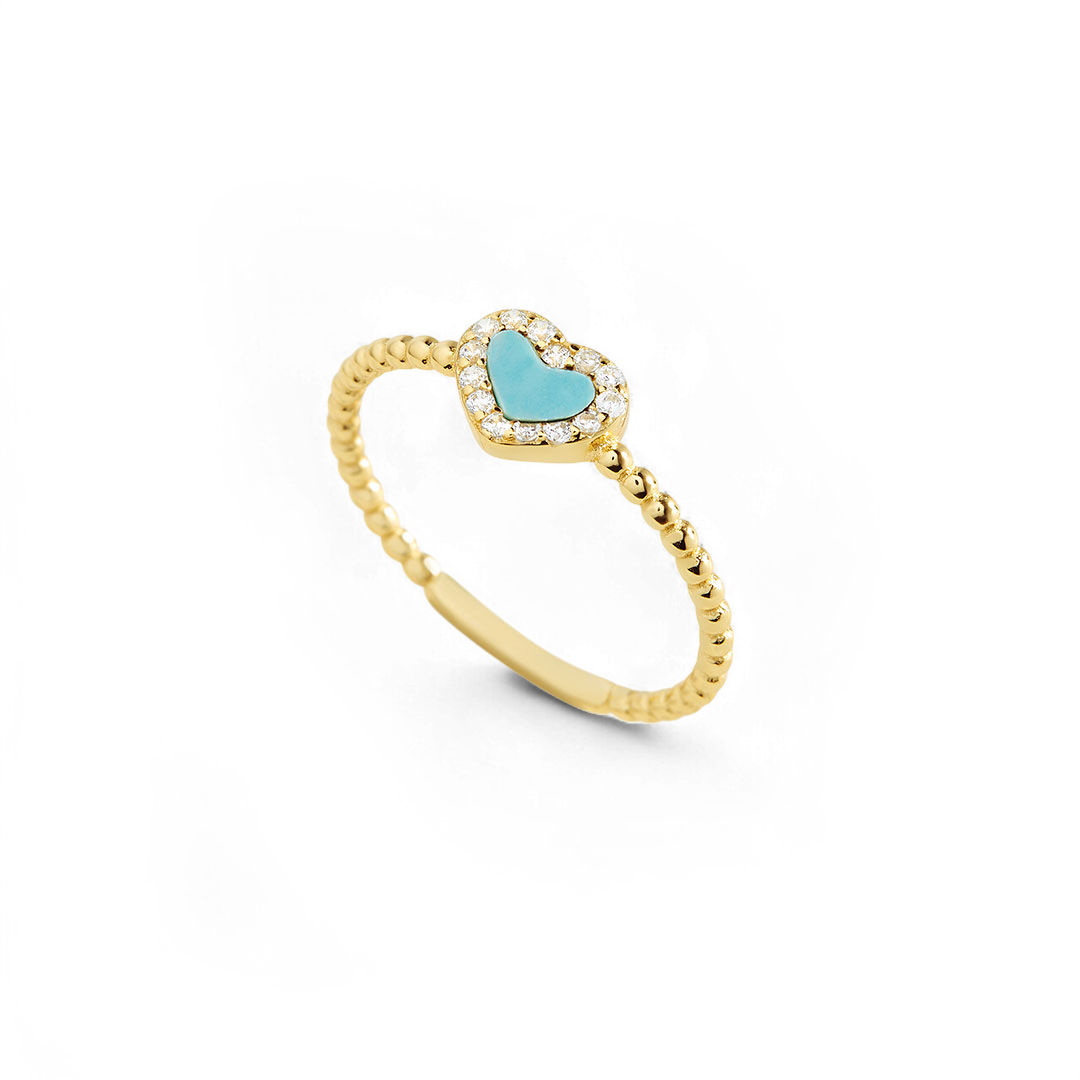 Tiny Gemstone Heart Ring